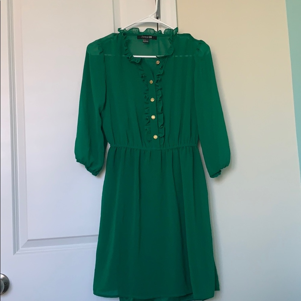 Forever 21 Ruffled Button Shirtdress